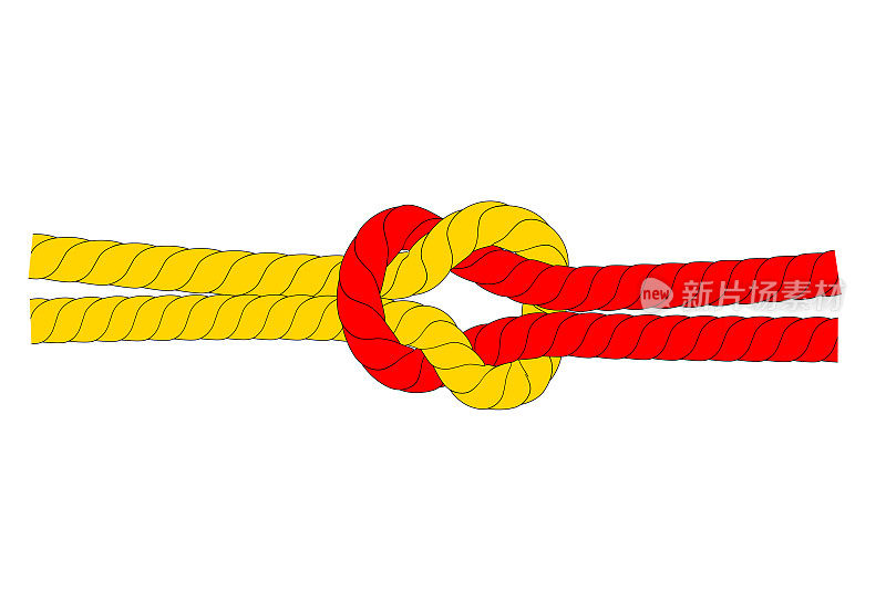 插图强有力的关系/合作，红色和棕色的绳子，在白色的背景